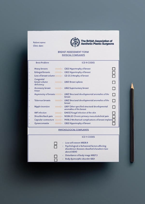 HR Plastic Surgery - BAAPS breast assessment form